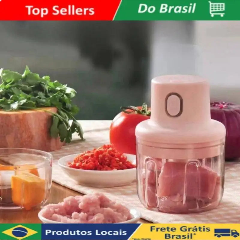 Mini Electric Food Processor 250ml Cordless Rechargeable Shredder Kitchen Utensilio