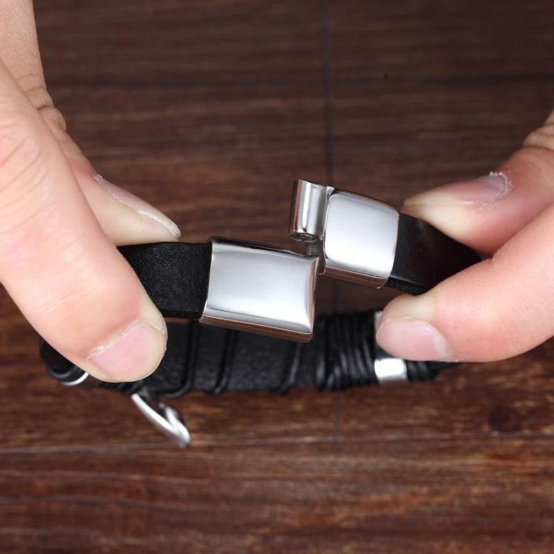 Pulseira masculina de couro