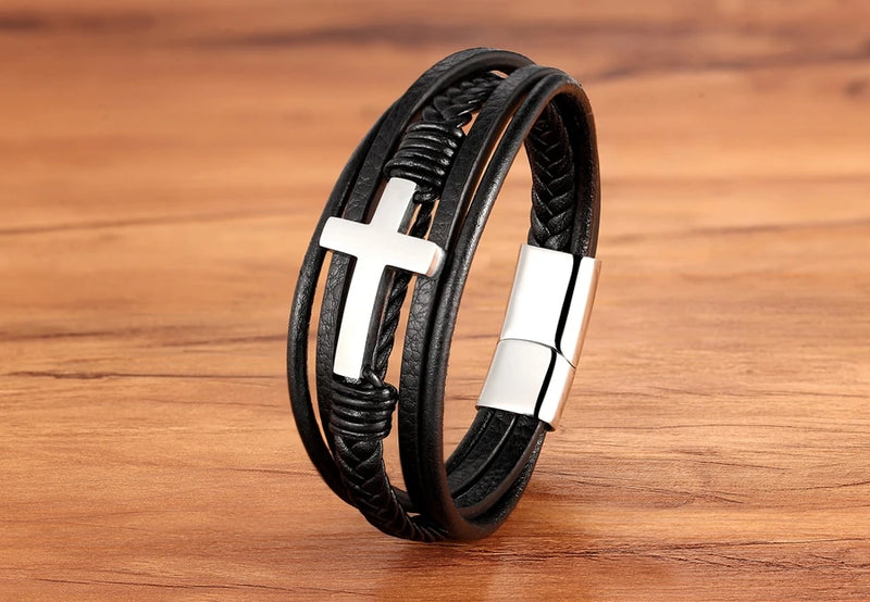 Pulseira masculina de couro