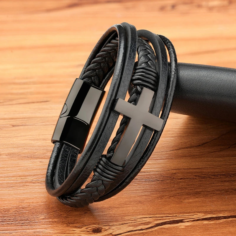 Pulseira masculina de couro
