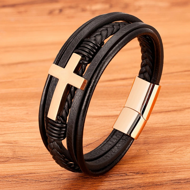 Pulseira masculina de couro