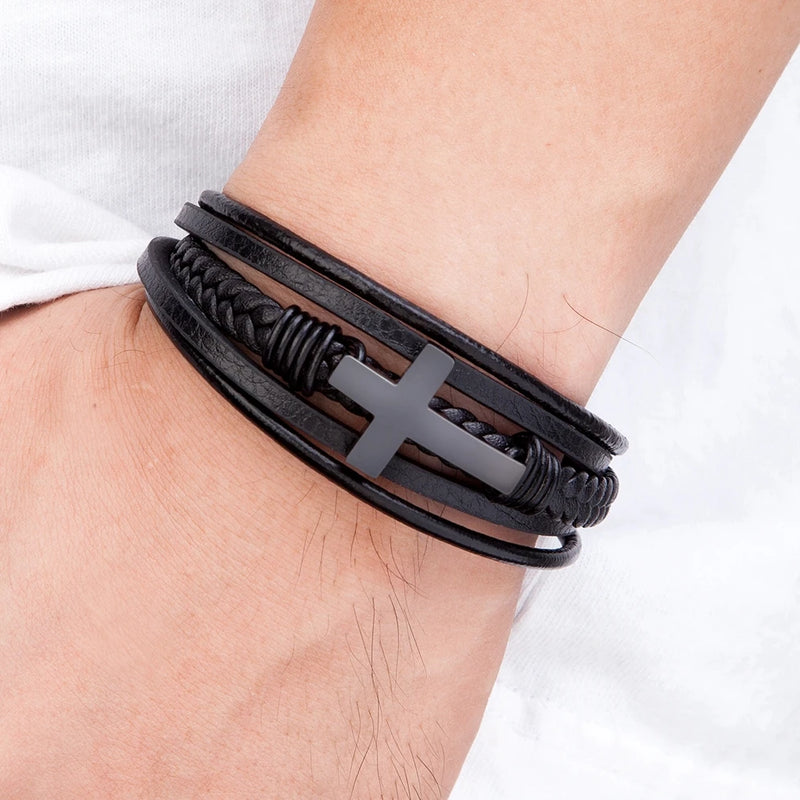 Pulseira masculina de couro