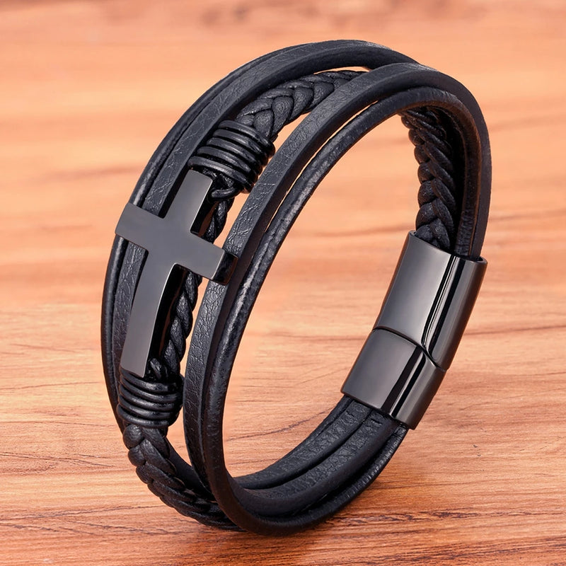 Pulseira masculina de couro