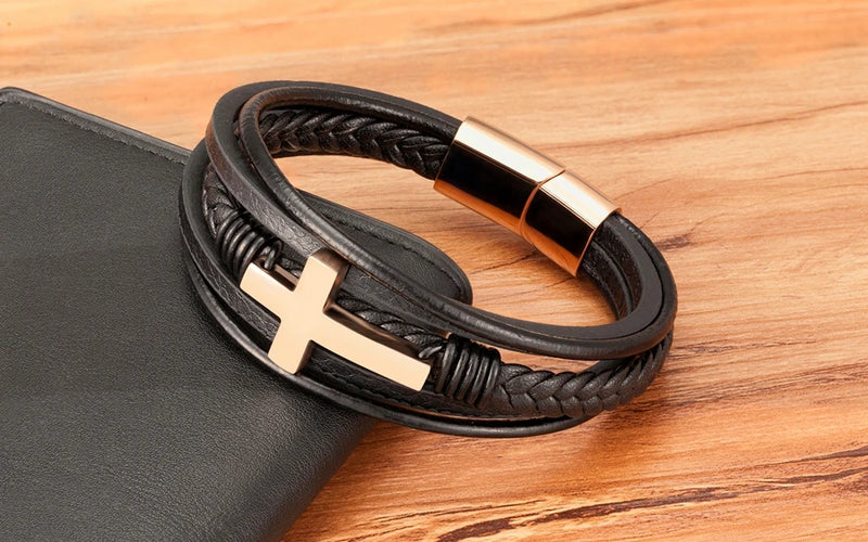 Pulseira masculina de couro