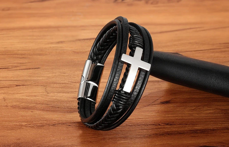 Pulseira masculina de couro