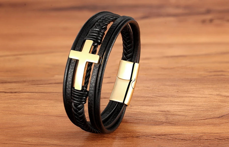 Pulseira masculina de couro