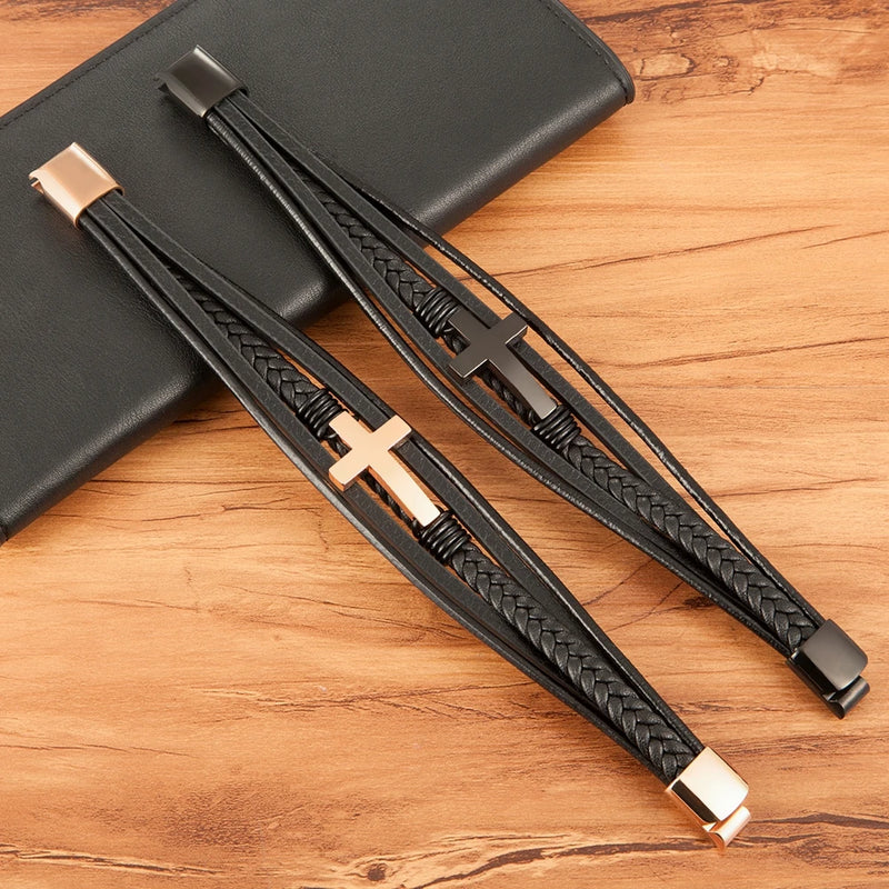 Pulseira masculina de couro
