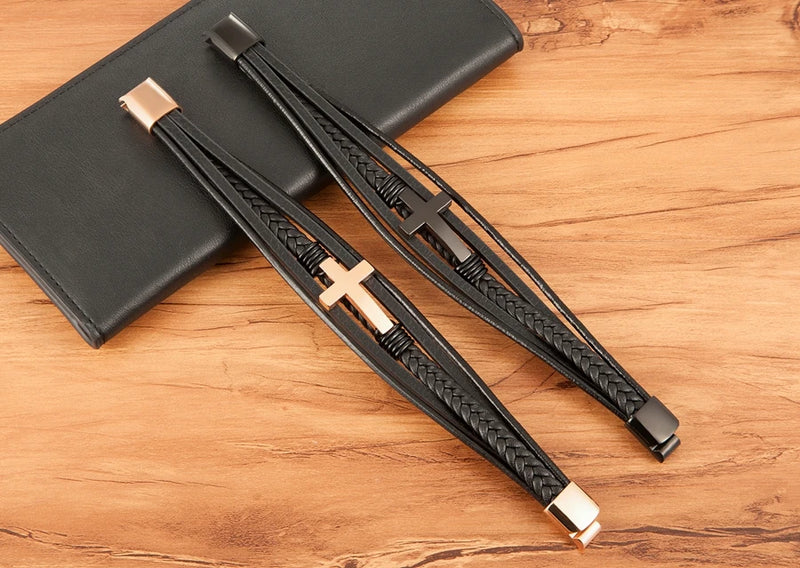 Pulseira masculina de couro