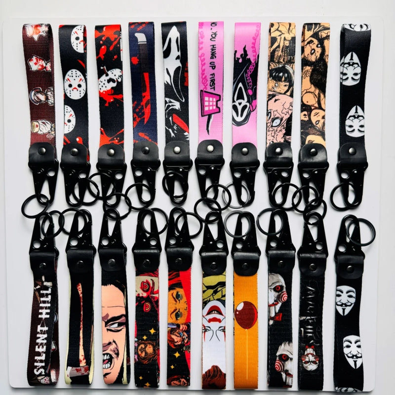 Chaveiro com Bico de Águia Estilo Halloween – Lanyard Porta-Crachá Anime/Mangá com Pingente USB e Acessórios Portáteis