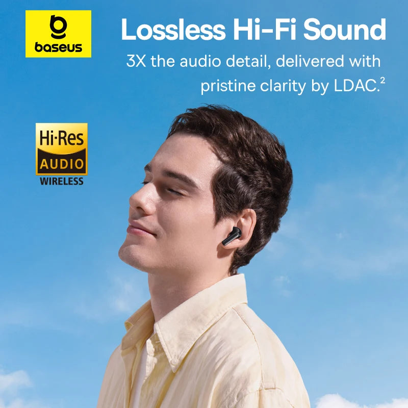 Fones de Ouvido Baseus EP10 Pro ANC Bluetooth 6.0 – Cancelamento de Ruído Ativo 50dB | 6 Microfones, Áudio Hi-Res LDAC, IP55