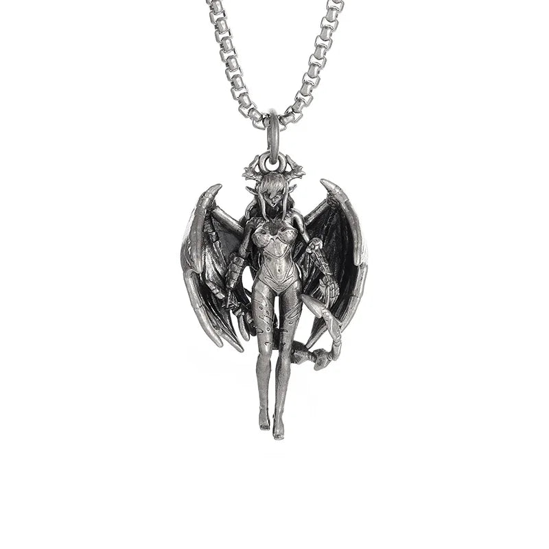 Colar Pingente Vintage Gótico de Caveira com Cruz de Jesus — Joia Católica Masculina, Amuleto Religioso Estilo Punk