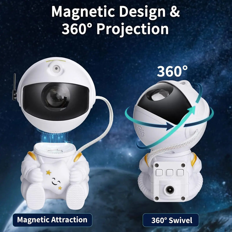 Projetor Galáxia Estrela Astronauta — Luminária de Céu Estrelado e Nebulosa, Decoração para Quarto, Luz Noturna LED para Crianças e Adultos, Presente Criativo