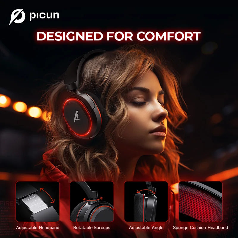 Fone de ouvido sem fio para jogos Picun G2 2.4G
