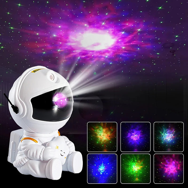 Projetor Galáxia Estrela Astronauta — Luminária de Céu Estrelado e Nebulosa, Decoração para Quarto, Luz Noturna LED para Crianças e Adultos, Presente Criativo