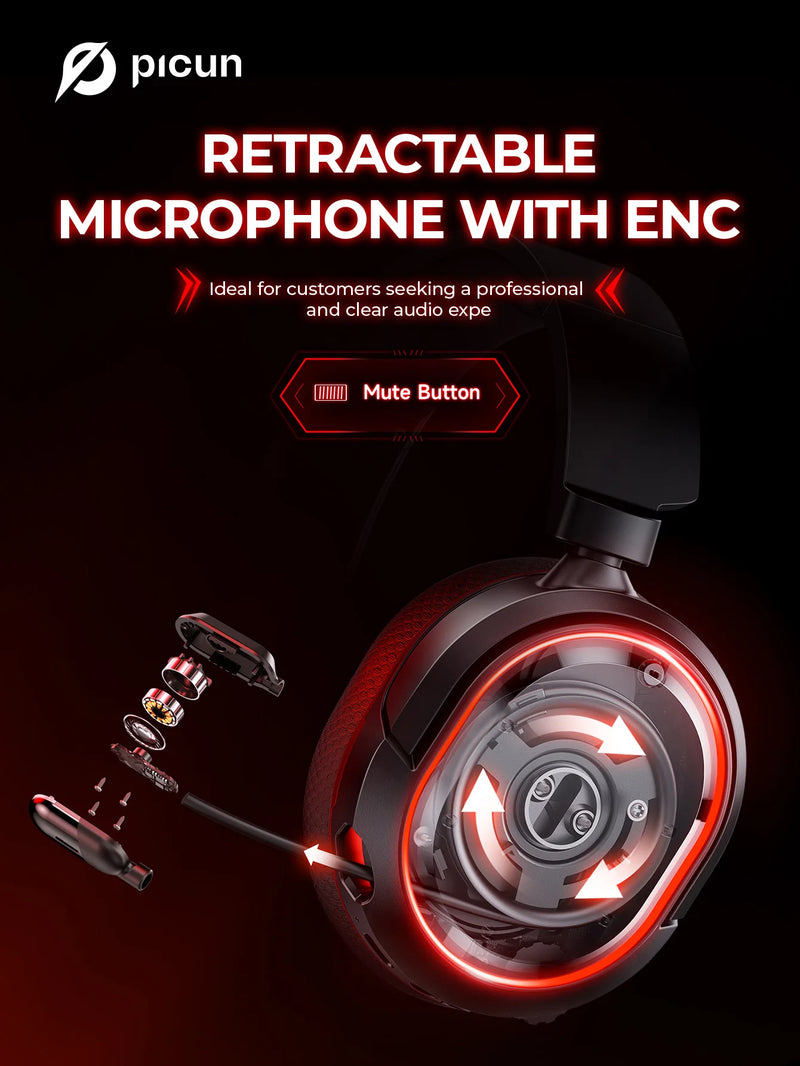 Fone de ouvido sem fio para jogos Picun G2 2.4G
