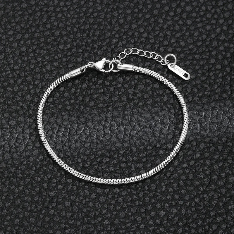 Pulseira masculina de aço inoxidável com corrente de osso de cobra retrô