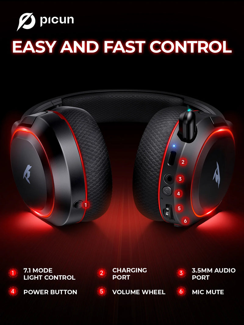 Fone de ouvido sem fio para jogos Picun G2 2.4G