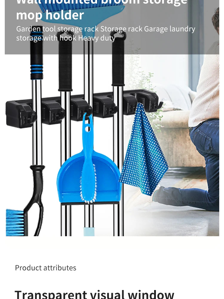 Suporte de esfregão de parede com 3/4/5 posições
