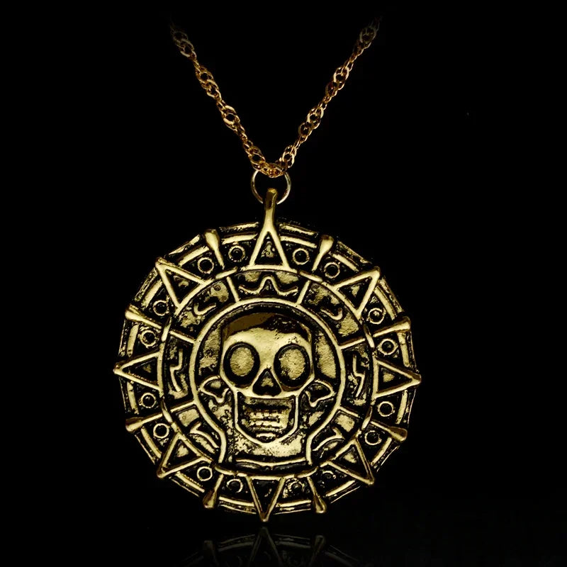 Colar Pingente Vintage Gótico de Caveira com Cruz de Jesus — Joia Católica Masculina, Amuleto Religioso Estilo Punk