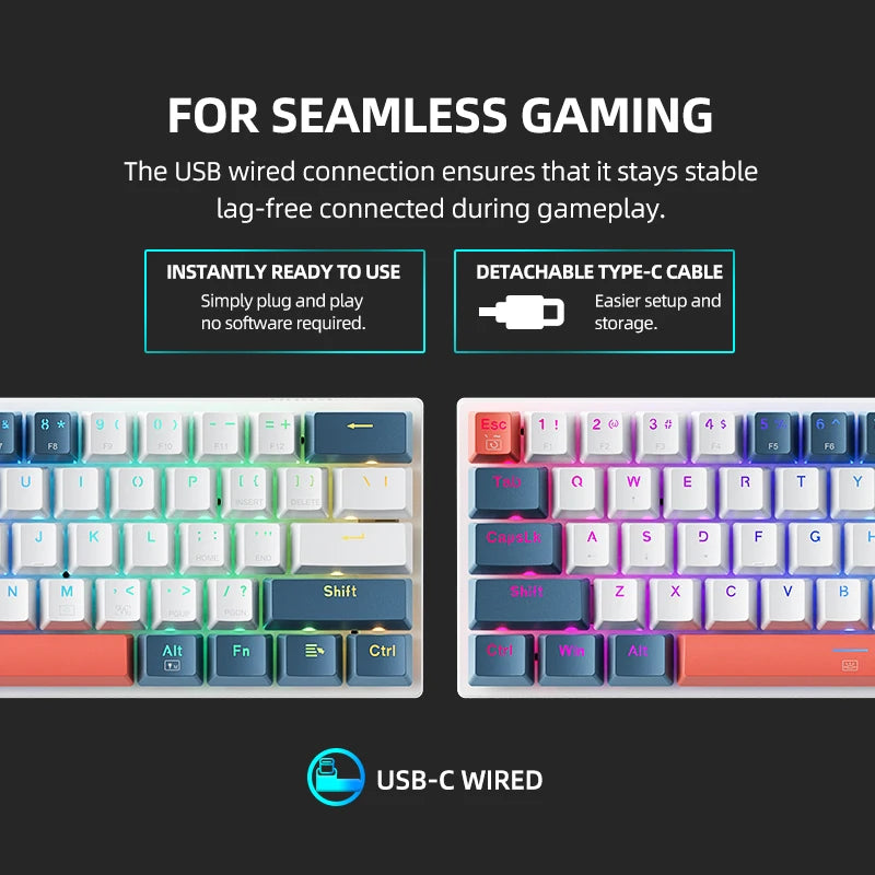 Teclado mecânico Machenike K500-B61 Mini, fator de forma de 60%