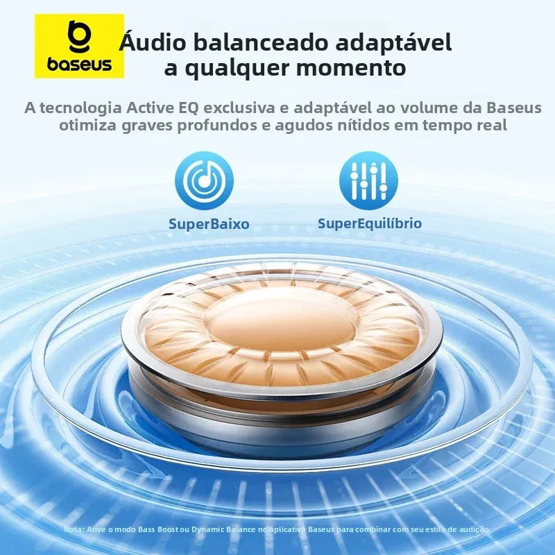 Fones de Ouvido Baseus EP10 Pro ANC Bluetooth 6.0 – Cancelamento de Ruído Ativo 50dB | 6 Microfones, Áudio Hi-Res LDAC, IP55
