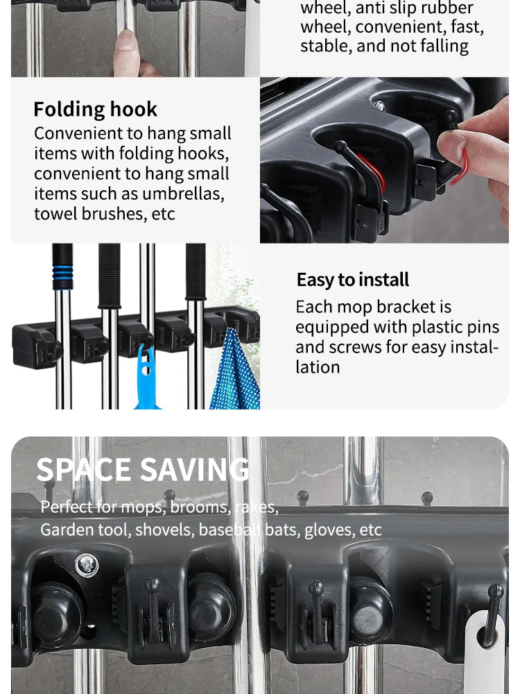 Suporte de esfregão de parede com 3/4/5 posições