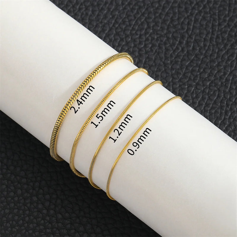 Pulseira masculina de aço inoxidável com corrente de osso de cobra retrô