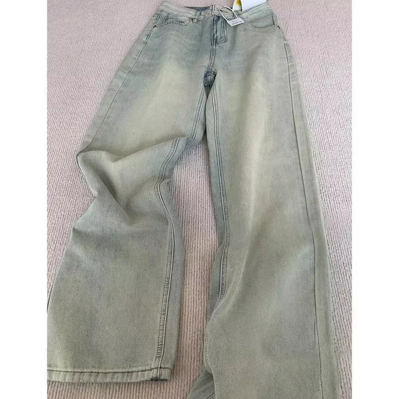 Calça jeans feminina estilo retrô com bordado e estampa