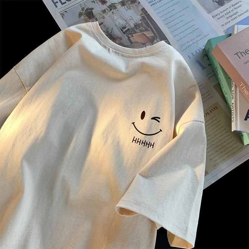 Camiseta Unissex com estampa de rosto sorridente