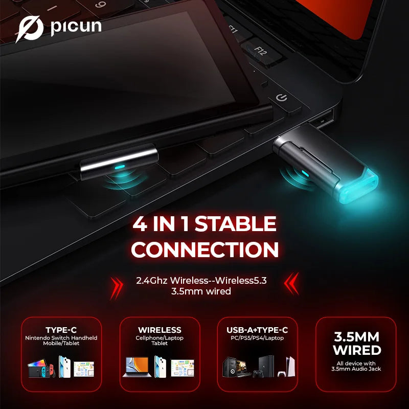 Fone de ouvido sem fio para jogos Picun G2 2.4G