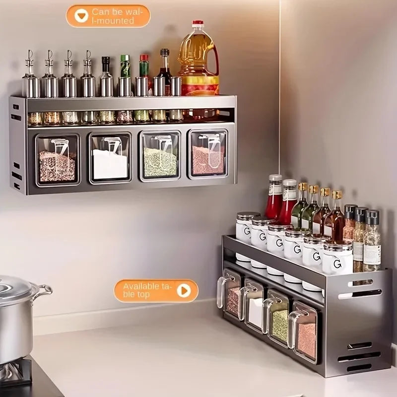 Prateleira para temperos de cozinha em aço inoxidável