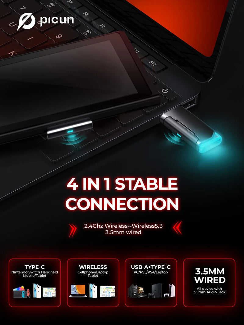 Fone de ouvido sem fio para jogos Picun G2 2.4G