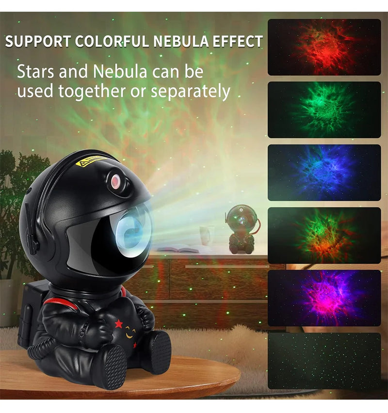 Projetor Galáxia Estrela Astronauta — Luminária de Céu Estrelado e Nebulosa, Decoração para Quarto, Luz Noturna LED para Crianças e Adultos, Presente Criativo