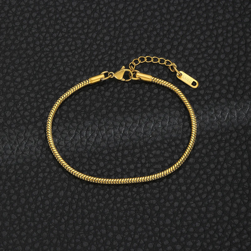 Pulseira masculina de aço inoxidável com corrente de osso de cobra retrô