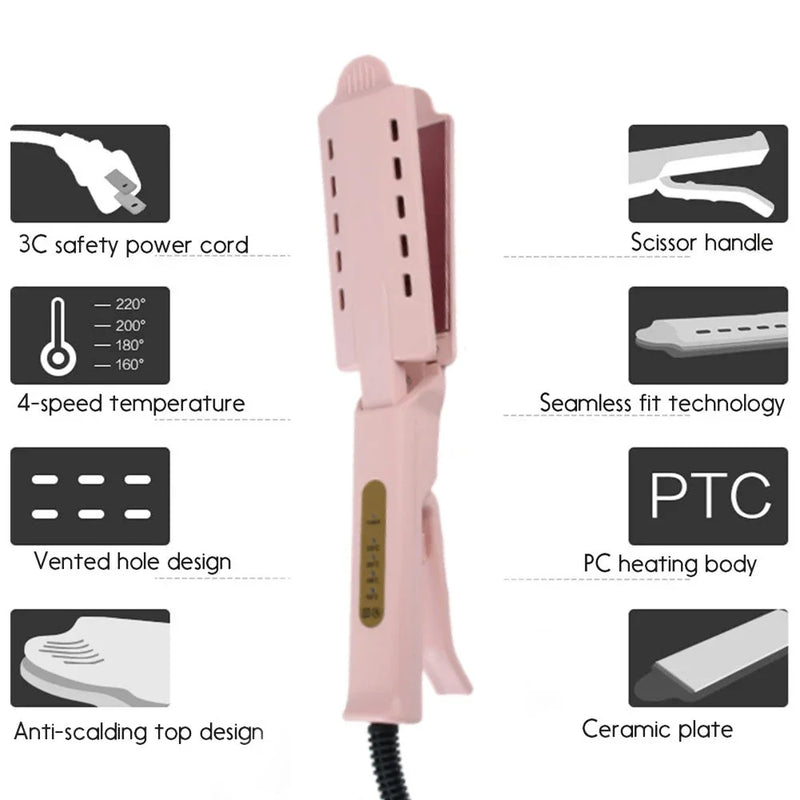 Prancha Alisadora de Cabelo Rosa – 4 Níveis de Temperatura | Íons Negativos, Revestimento Cerâmico Tourmaline,