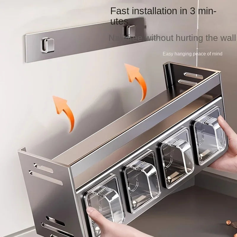 Prateleira para temperos de cozinha em aço inoxidável