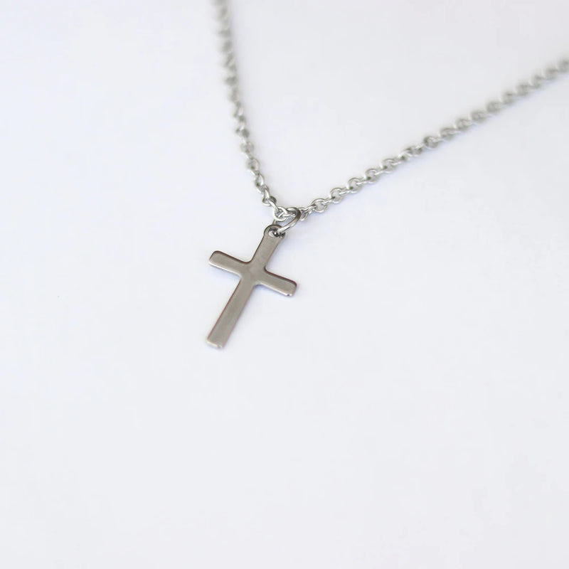 Colar Masculino com Cruz de Jesus – Aço Inoxidável Clássico | Jóia Cristã Religiosa Presente 2024