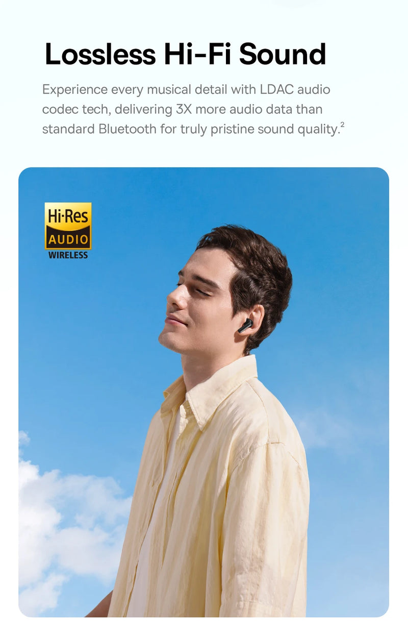 Fones de Ouvido Baseus EP10 Pro ANC Bluetooth 6.0 – Cancelamento de Ruído Ativo 50dB | 6 Microfones, Áudio Hi-Res LDAC, IP55