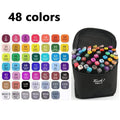 Conjunto de Canetas Marcadoras Artísticas com 24 a 80 Cores – Dupla Ponta com Tinta à Base de Óleo | Ideal para Desenho, Esboço, Graffiti, Mangá e Material Escolar de Arte