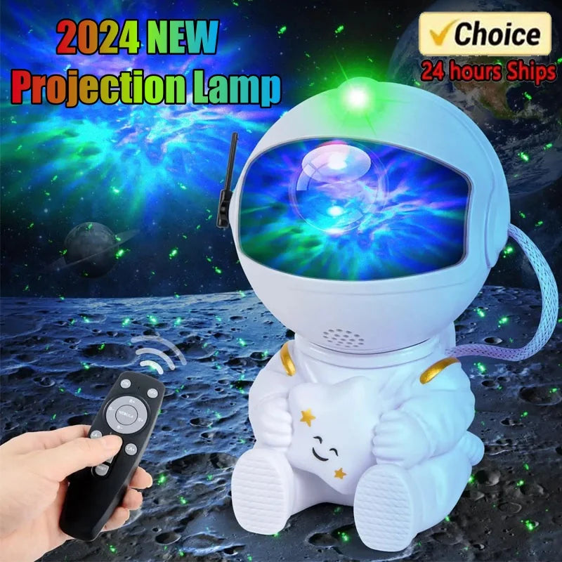 Projetor Astronauta Galáxia – Luminária LED com Céu Estrelado | Abajur Noturno Decorativo para Quarto Infantil