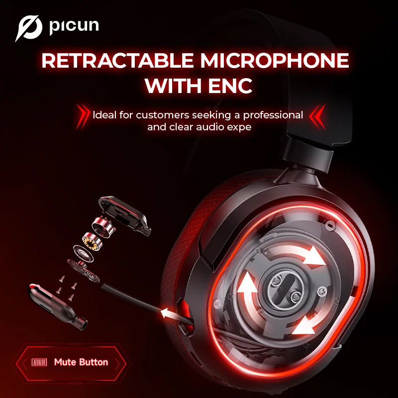 Fone de ouvido sem fio para jogos Picun G2 2.4G