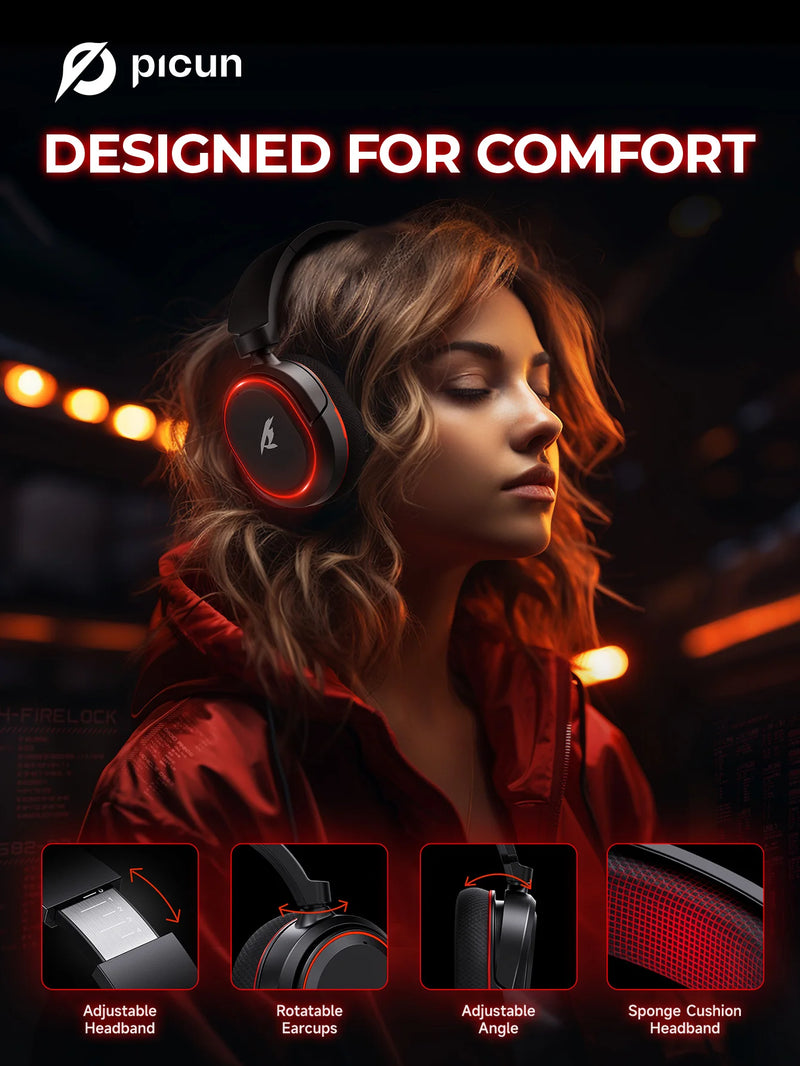 Fone de ouvido sem fio para jogos Picun G2 2.4G