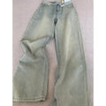 Calça jeans feminina estilo retrô com bordado e estampa