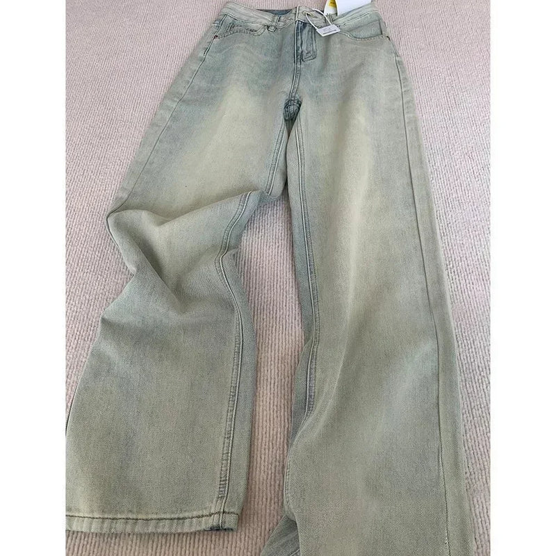 Calça jeans feminina estilo retrô com bordado e estampa
