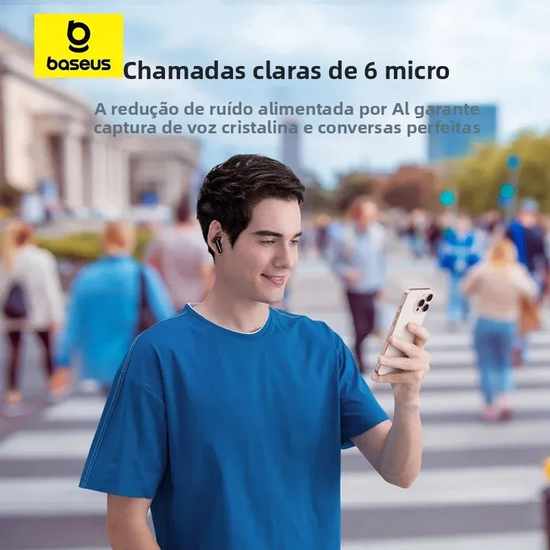 Fones de Ouvido Baseus EP10 Pro ANC Bluetooth 6.0 – Cancelamento de Ruído Ativo 50dB | 6 Microfones, Áudio Hi-Res LDAC, IP55