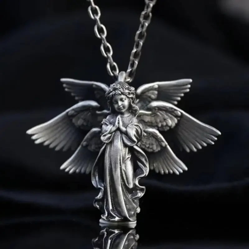 Colar Pingente Vintage Gótico de Caveira com Cruz de Jesus — Joia Católica Masculina, Amuleto Religioso Estilo Punk