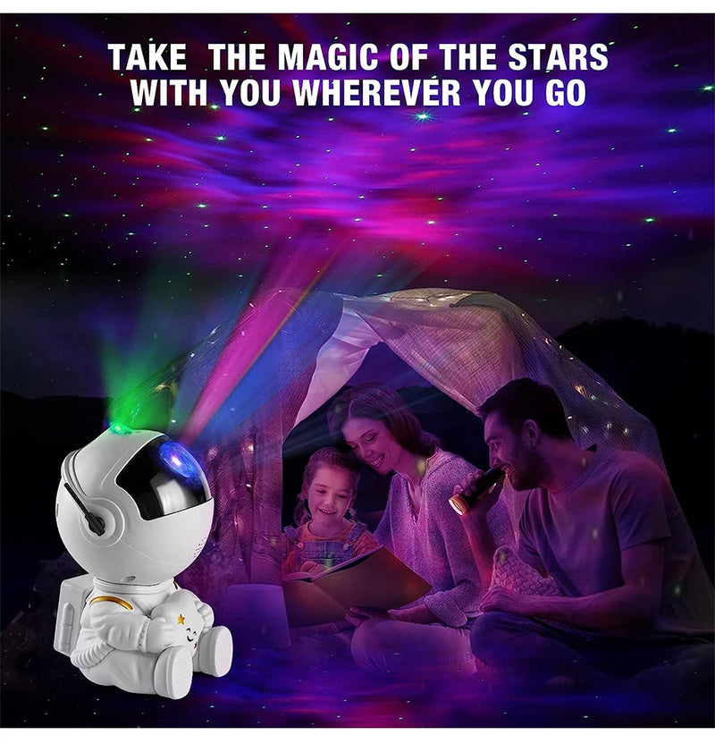 Projetor Galáxia Estrela Astronauta — Luminária de Céu Estrelado e Nebulosa, Decoração para Quarto, Luz Noturna LED para Crianças e Adultos, Presente Criativo