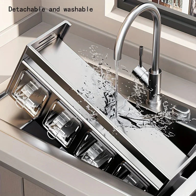 Prateleira para temperos de cozinha em aço inoxidável