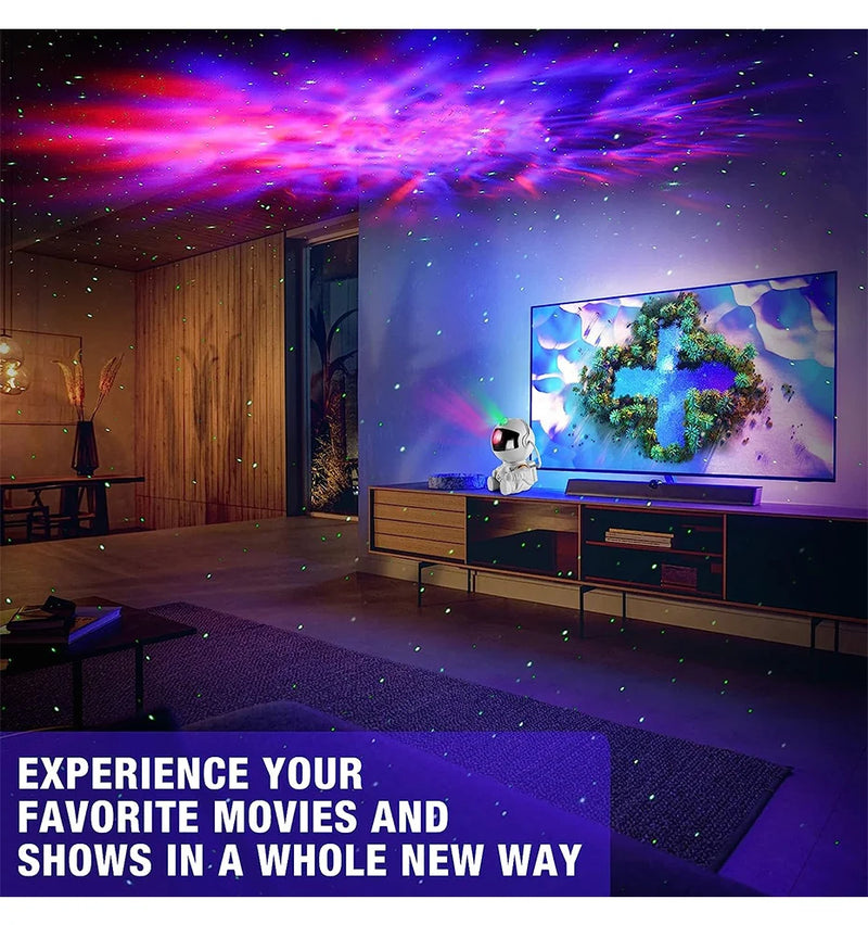 Projetor Galáxia Estrela Astronauta — Luminária de Céu Estrelado e Nebulosa, Decoração para Quarto, Luz Noturna LED para Crianças e Adultos, Presente Criativo