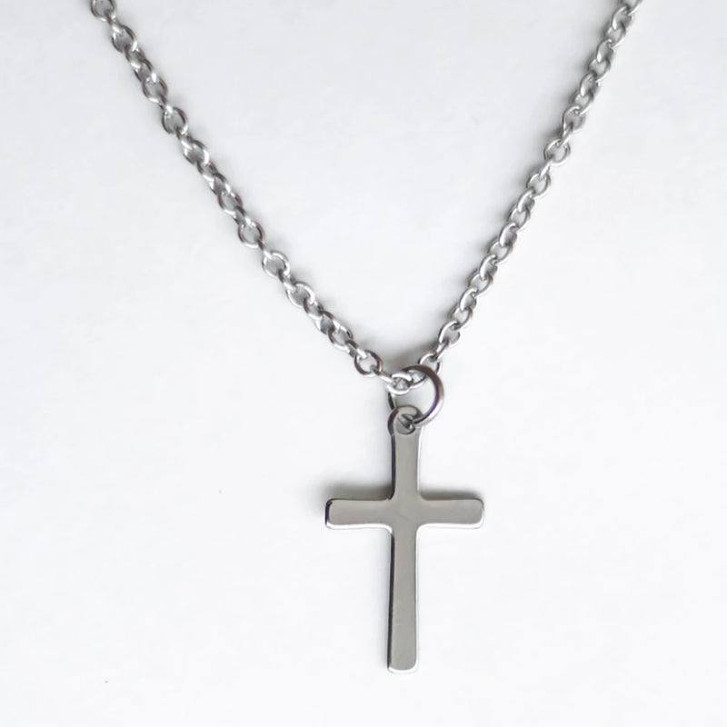 Colar Masculino com Cruz de Jesus – Aço Inoxidável Clássico | Jóia Cristã Religiosa Presente 2024